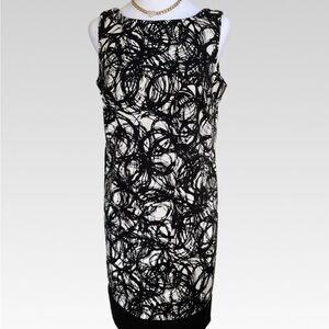 AB Studio Black and White Patterned Midi Dress